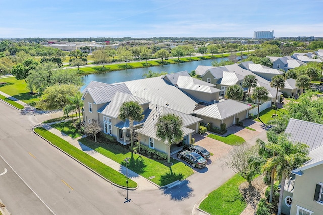 bird's eye view featuring a water view