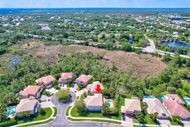 bird's eye view featuring a water view