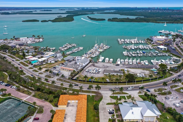 bird's eye view featuring a water view