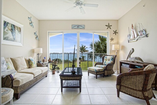 doorway to outside featuring ceiling fan and hardwood / wood-style flooring