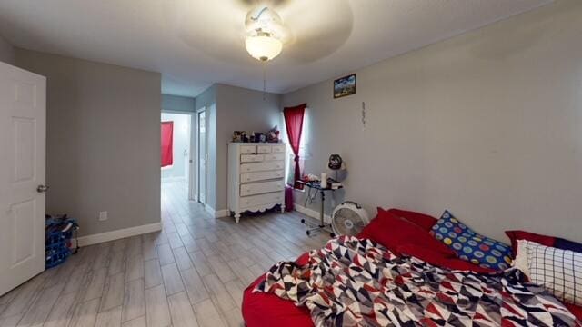 bedroom featuring light wood-type flooring