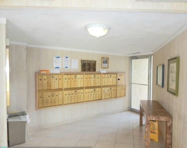 reception area featuring mail boxes