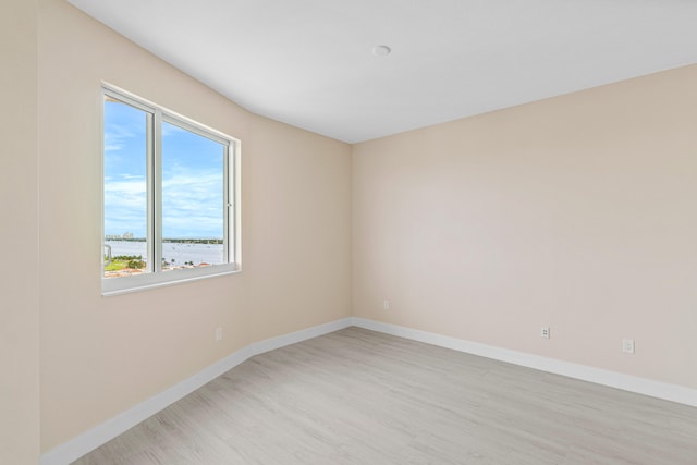 spare room featuring plenty of natural light and light hardwood / wood-style flooring