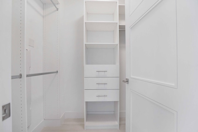 spacious closet with light wood-type flooring