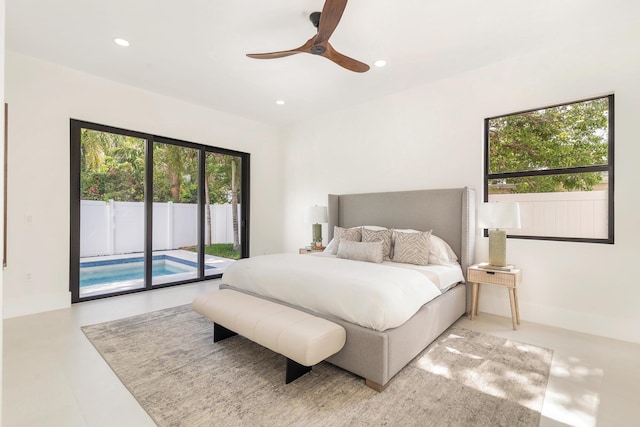 363 31st Ct, West Palm Beach, FL 33407 - bedroom featuring access to exterior, recessed lighting, and ceiling fan