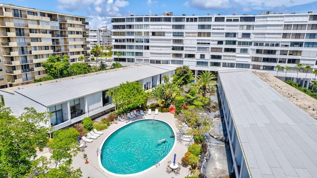 view of swimming pool with a patio area