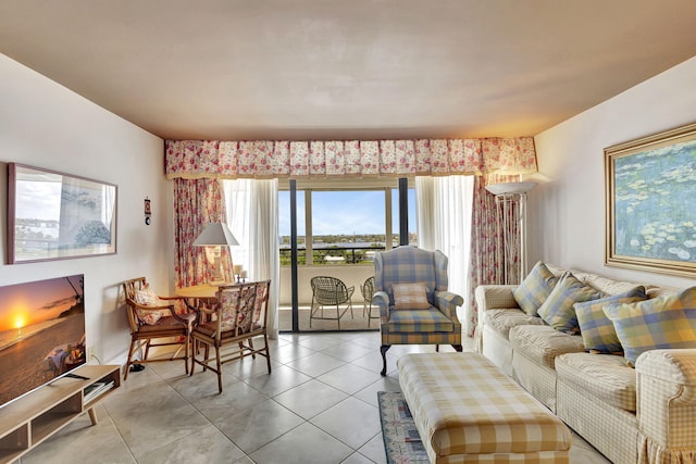 view of tiled living room