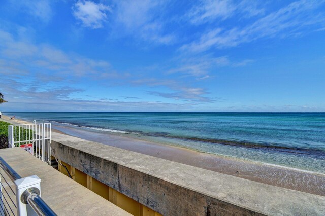 view of water feature with a view of the beach