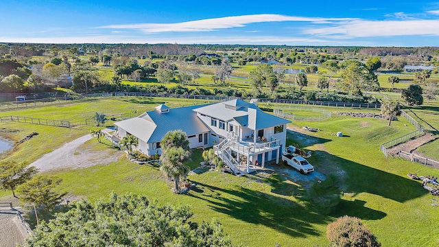 aerial view featuring a rural view