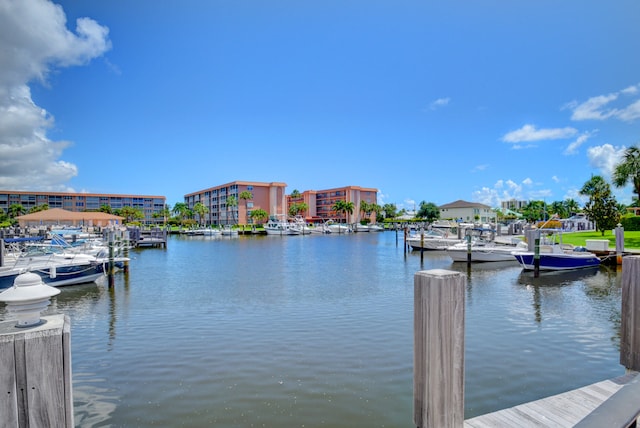 view of dock featuring a water view