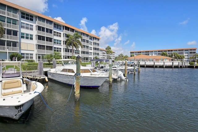 view of dock featuring a water view