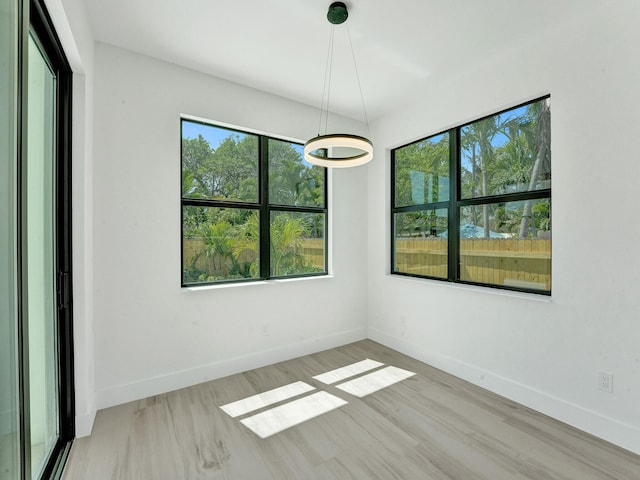 empty room with plenty of natural light and light wood-type flooring