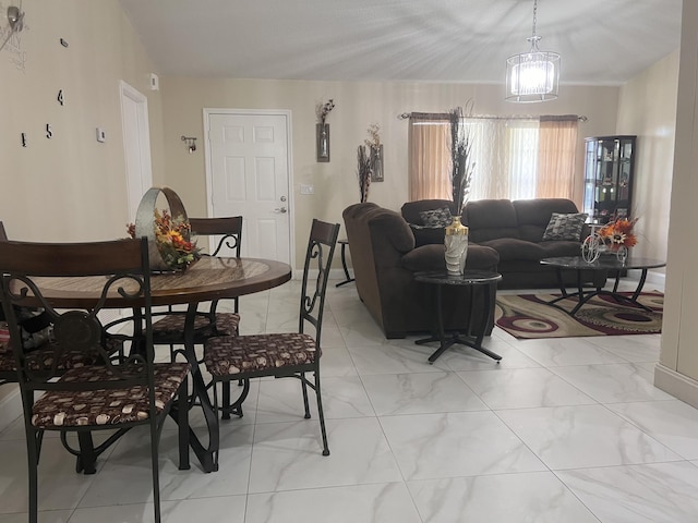 dining room with light tile floors