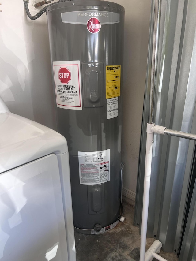 utility room with water heater and washer / clothes dryer