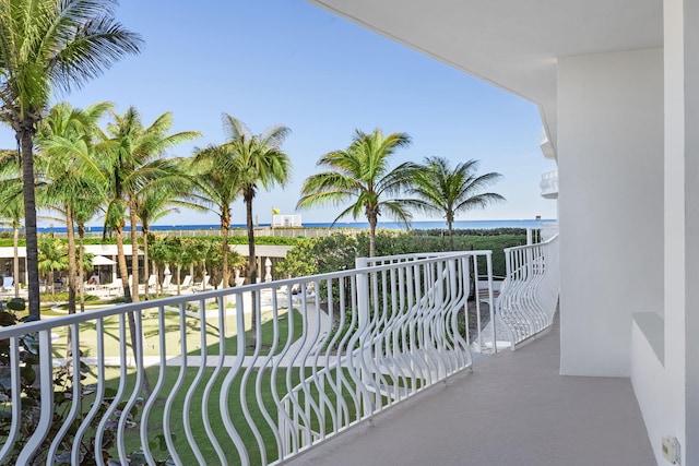 balcony with a water view