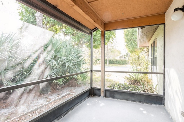 view of unfurnished sunroom