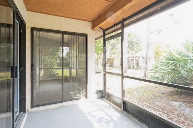 view of unfurnished sunroom