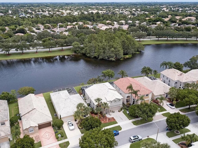 bird's eye view featuring a water view