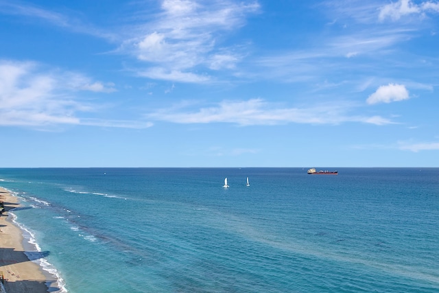 view of water feature with a view of the beach