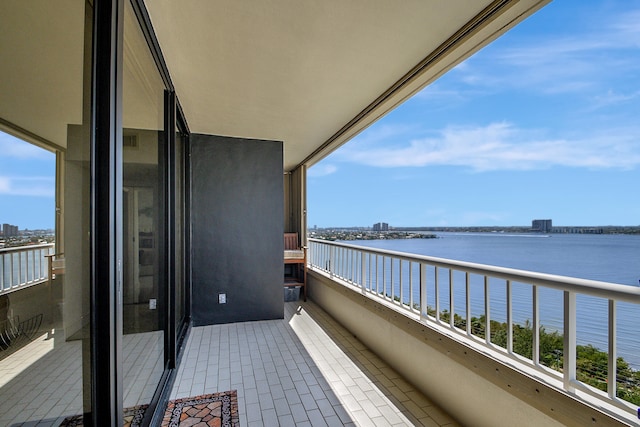 balcony with a water view