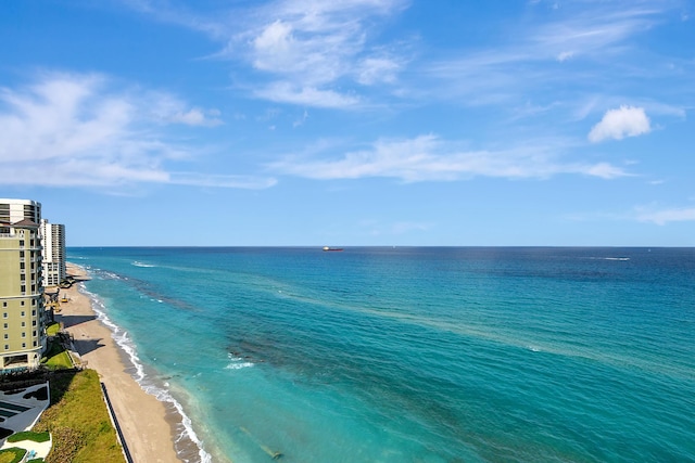 property view of water with a beach view