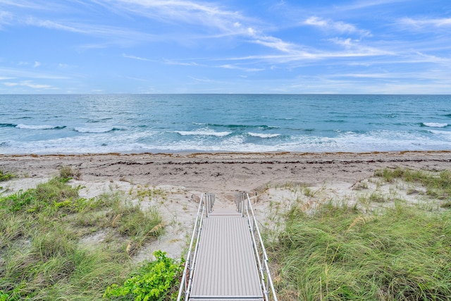 view of water feature featuring a view of the beach