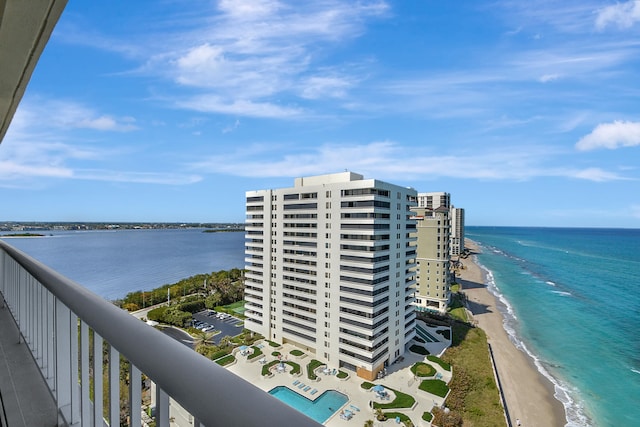 exterior space with a view of the beach