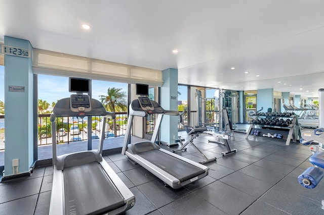 gym with a wealth of natural light