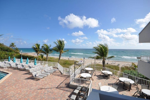 exterior space with a view of the beach