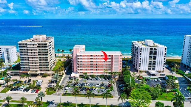 bird's eye view featuring a water view