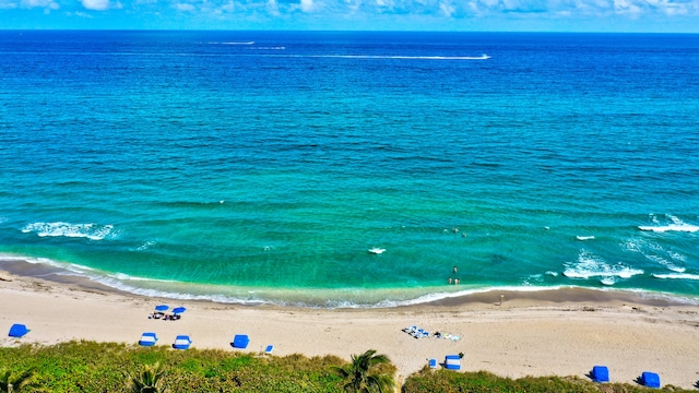 property view of water featuring a view of the beach