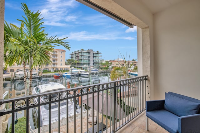 balcony with a water view