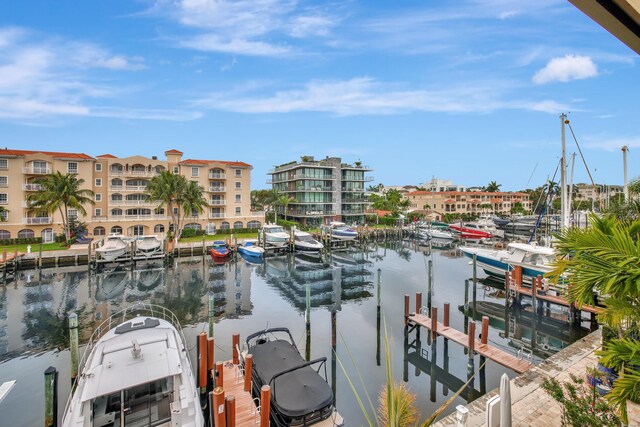 water view with a dock