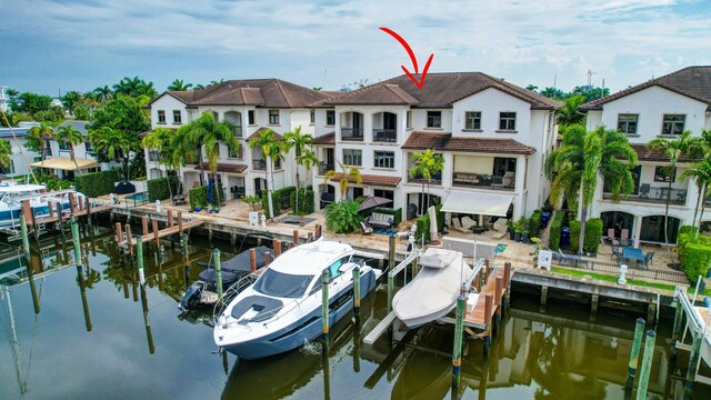 dock area featuring a water view