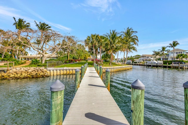 dock area featuring a water view