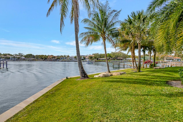 view of water feature featuring a dock