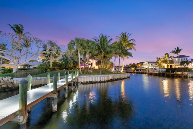 view of dock featuring a water view