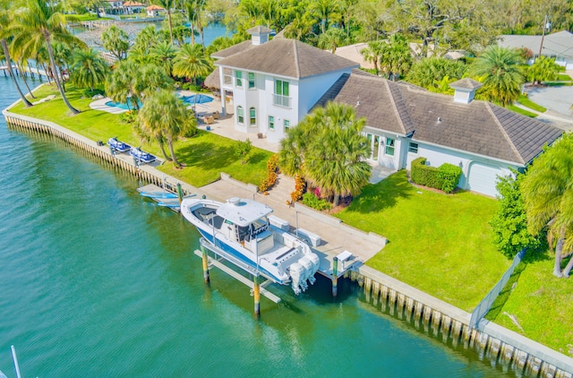 bird's eye view featuring a water view