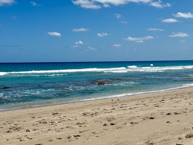 view of water feature with a view of the beach