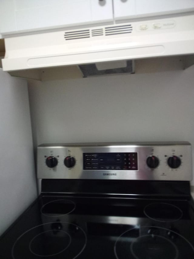 interior details featuring stove and custom range hood