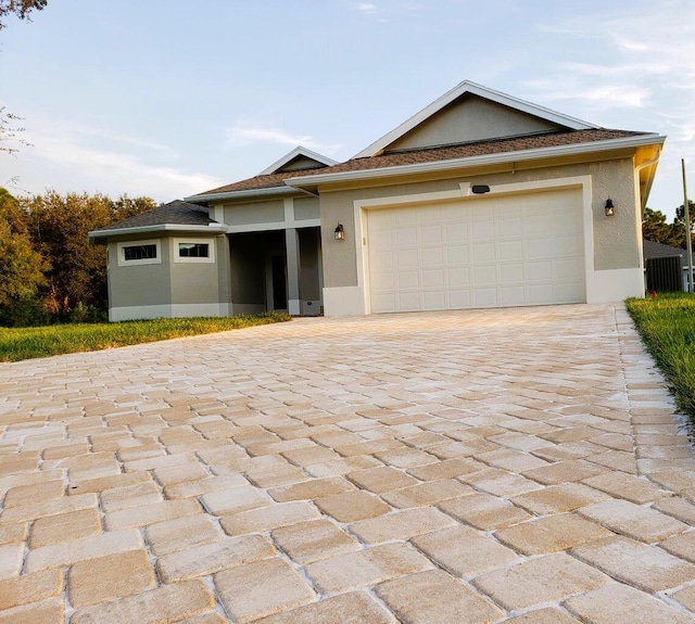 view of front of house with a garage