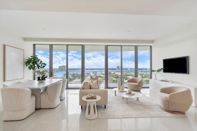 living room featuring expansive windows