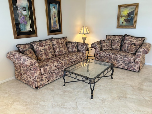 view of tiled living room