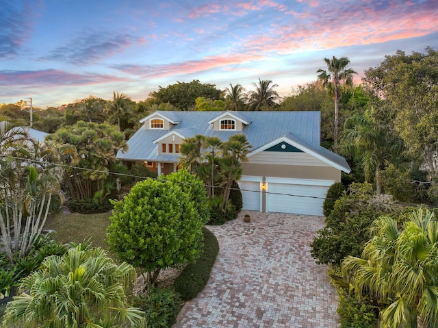 view of front of house with a garage