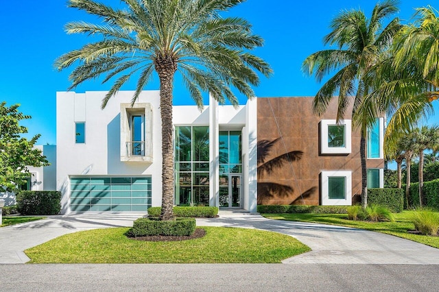 view of front of property with a garage