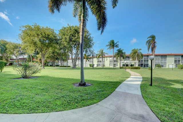 view of property's community with a yard