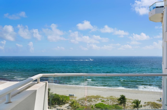 property view of water featuring a view of the beach