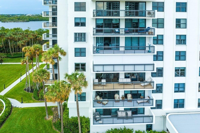 view of property with a water view