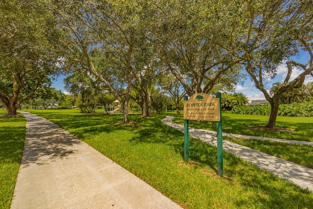 view of community featuring a lawn