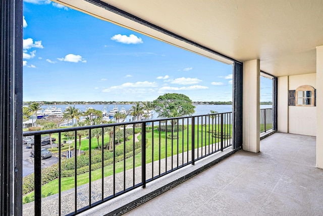 balcony with a water view